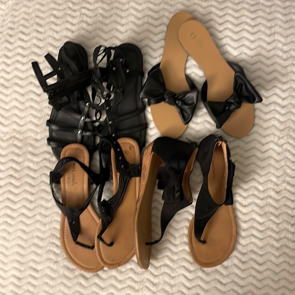 EVERYTHING MUST GO!! BLACK SANDALS BUNDLE! Size: 7.5 and 8